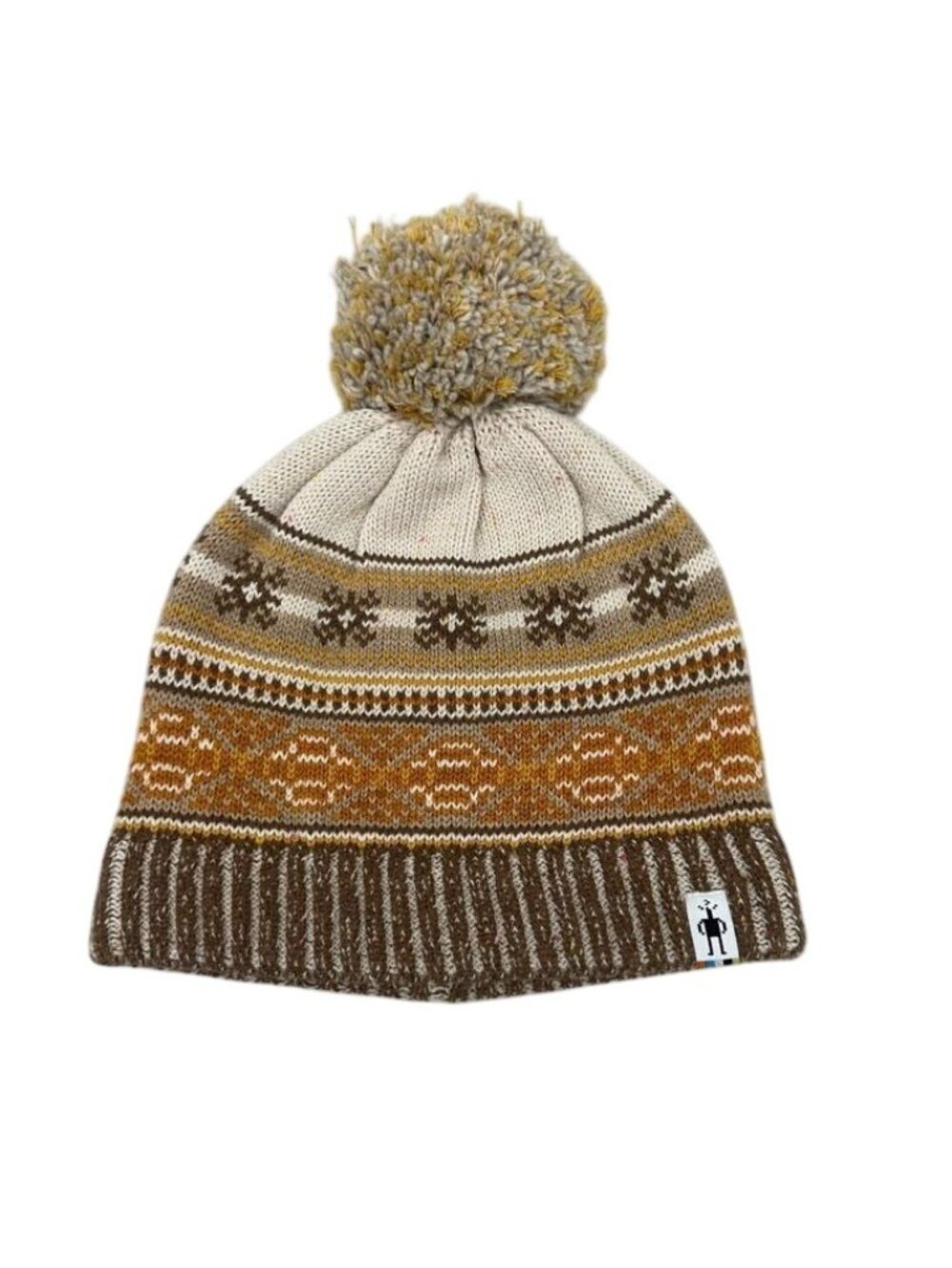 Smartwool Merino Wool Chair Lift Pom Pom Beanie Almond Donegal Unisex One Size